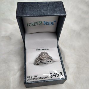 NIB Forever Bride 10K Gold 3/4 CTTW Diamond Engagement Ring Bridal Set Sz 7